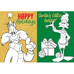 Knygutė spalvinimui su lipdukais LOONEY TUNES: Linksmų Kalėdų Warner Bros