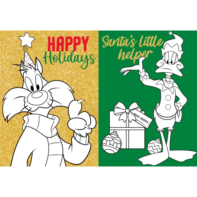 Knygutė spalvinimui su lipdukais LOONEY TUNES: Linksmų Kalėdų Warner Bros