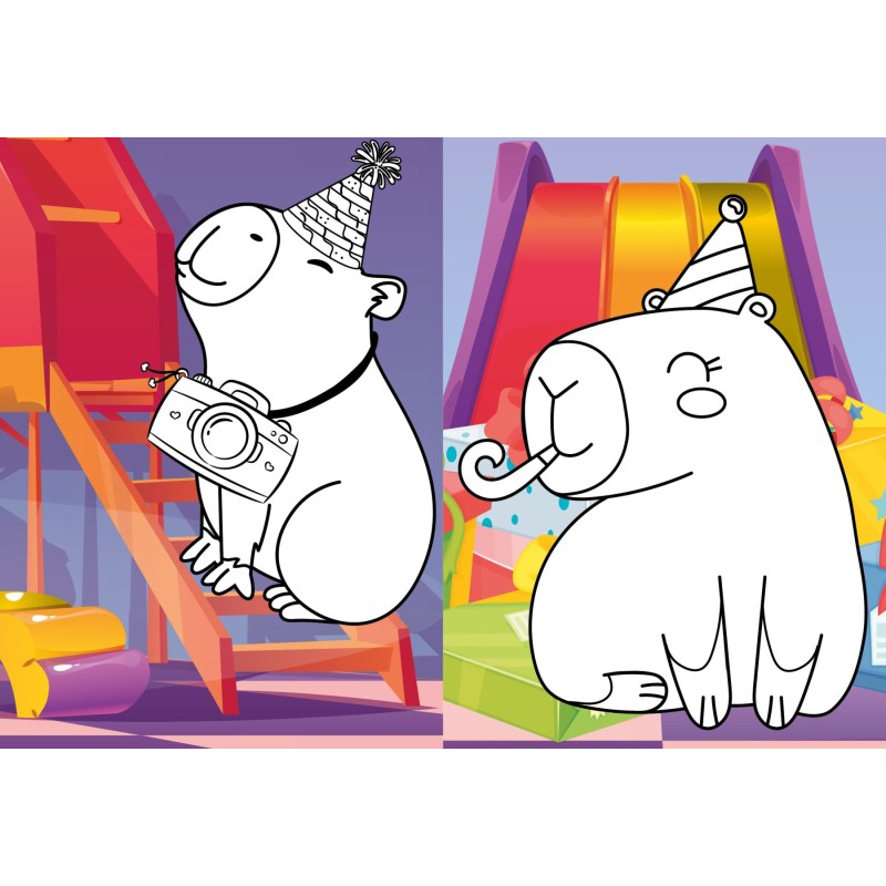 Knygutė spalvinimui su lipdukais KAPIBARA ŠVENTĖ
