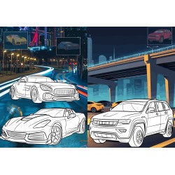 Knygutė spalvinimui su lipdukais AUTOMOBILIAI