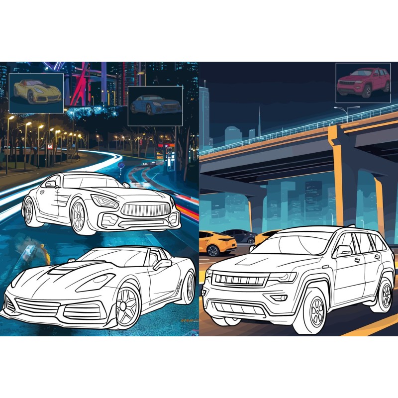 Knygutė spalvinimui su lipdukais AUTOMOBILIAI
