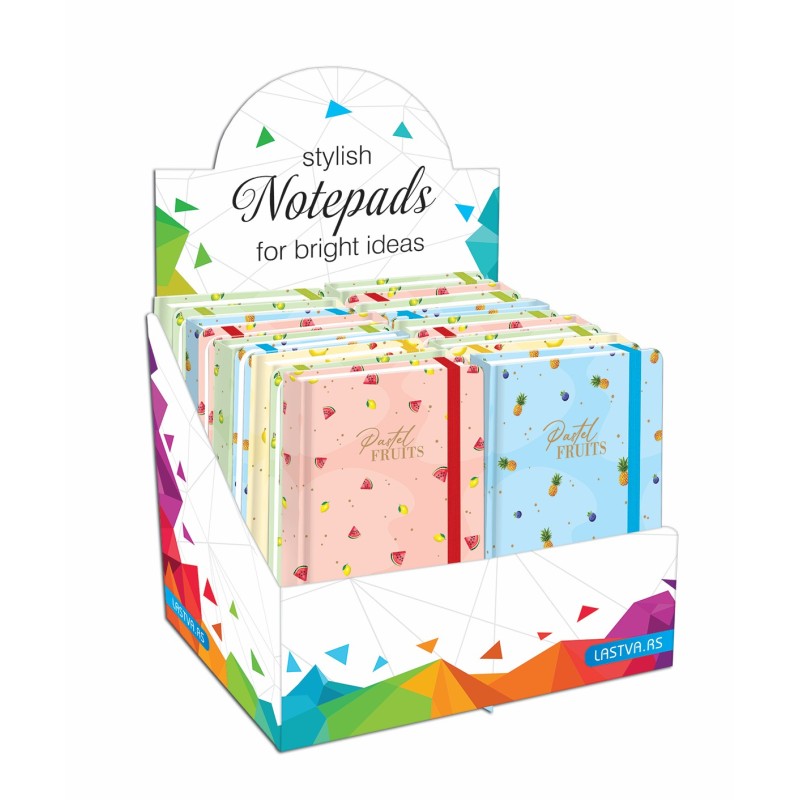 Užrašų knygutė A6 96lap. 70g PASTEL FRUITS lang.