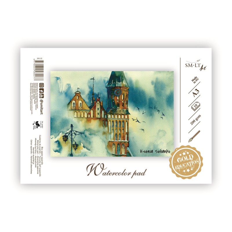 Akvarelės sąsiuvinis Gold A3 10l (200gsm)
